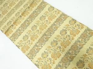 アンティーク　横段に花唐草模様織出し全通袋帯（材料）